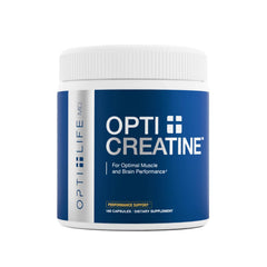 Opti + Life MD Creatine capsules bottle supports daily energy and recovery.