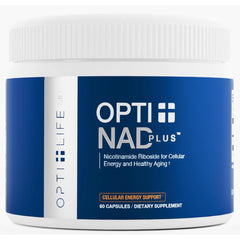 Opti-Life MD NAD Plus capsules bottle supports daily energy and wellness.