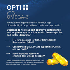 Close-up of Opti + Life MD Omega-3 softgels designed for easy absorption
