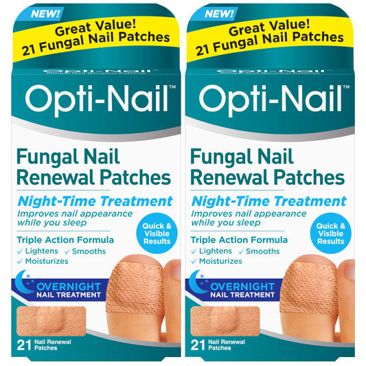 Opti-Nail fungal nail renewal patches ready for overnight use to improve nail appearance.