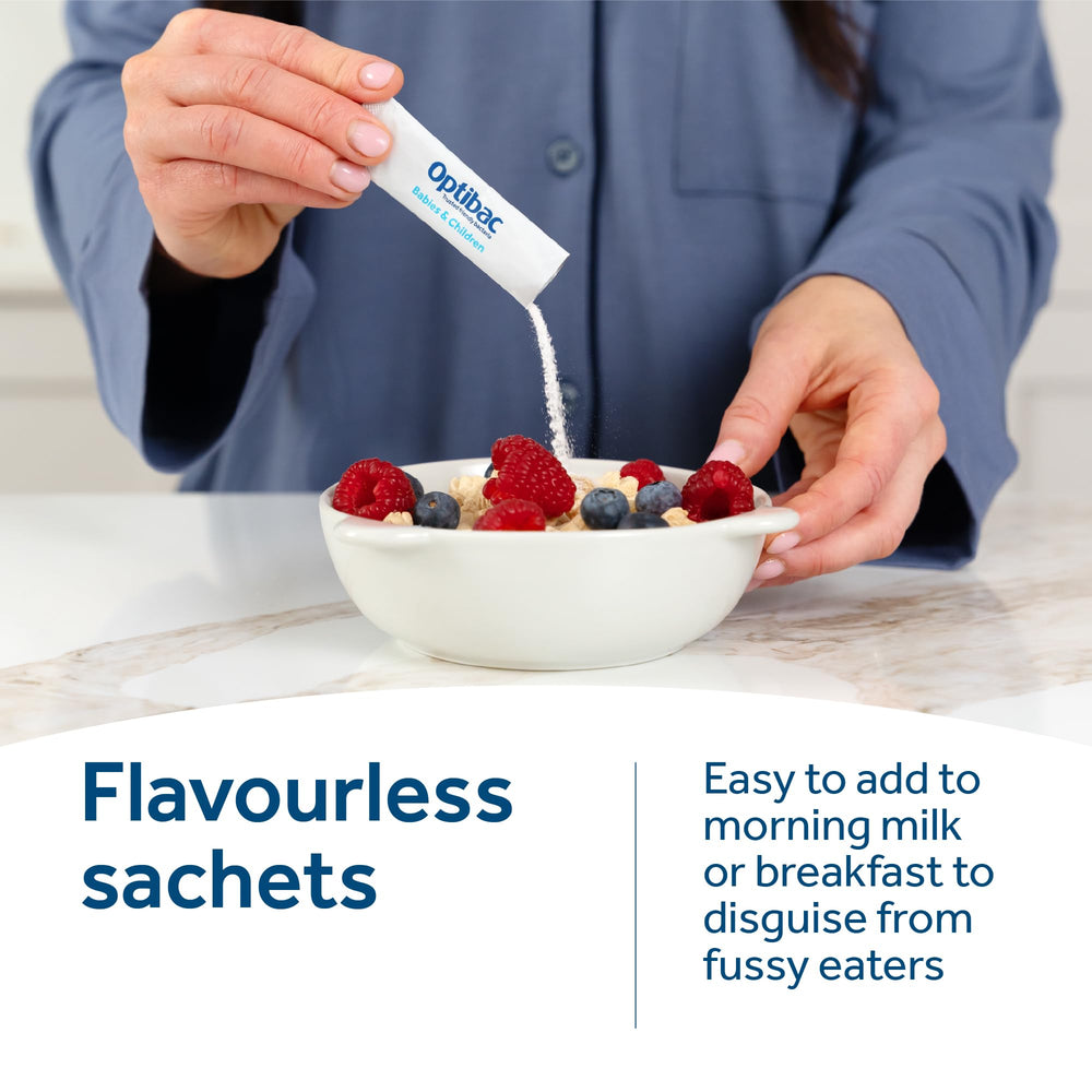 Optibac includes FOS fibre to nourish beneficial gut bacteria.