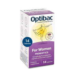 Optibac Probiotics for Women bottle view, vegan capsules for daily balance