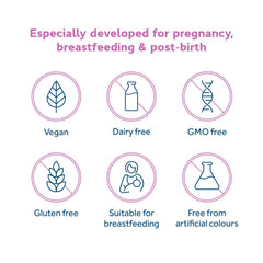 Optibac Probiotics Pregnancy vegan symbol on packaging signals plant-based option.
