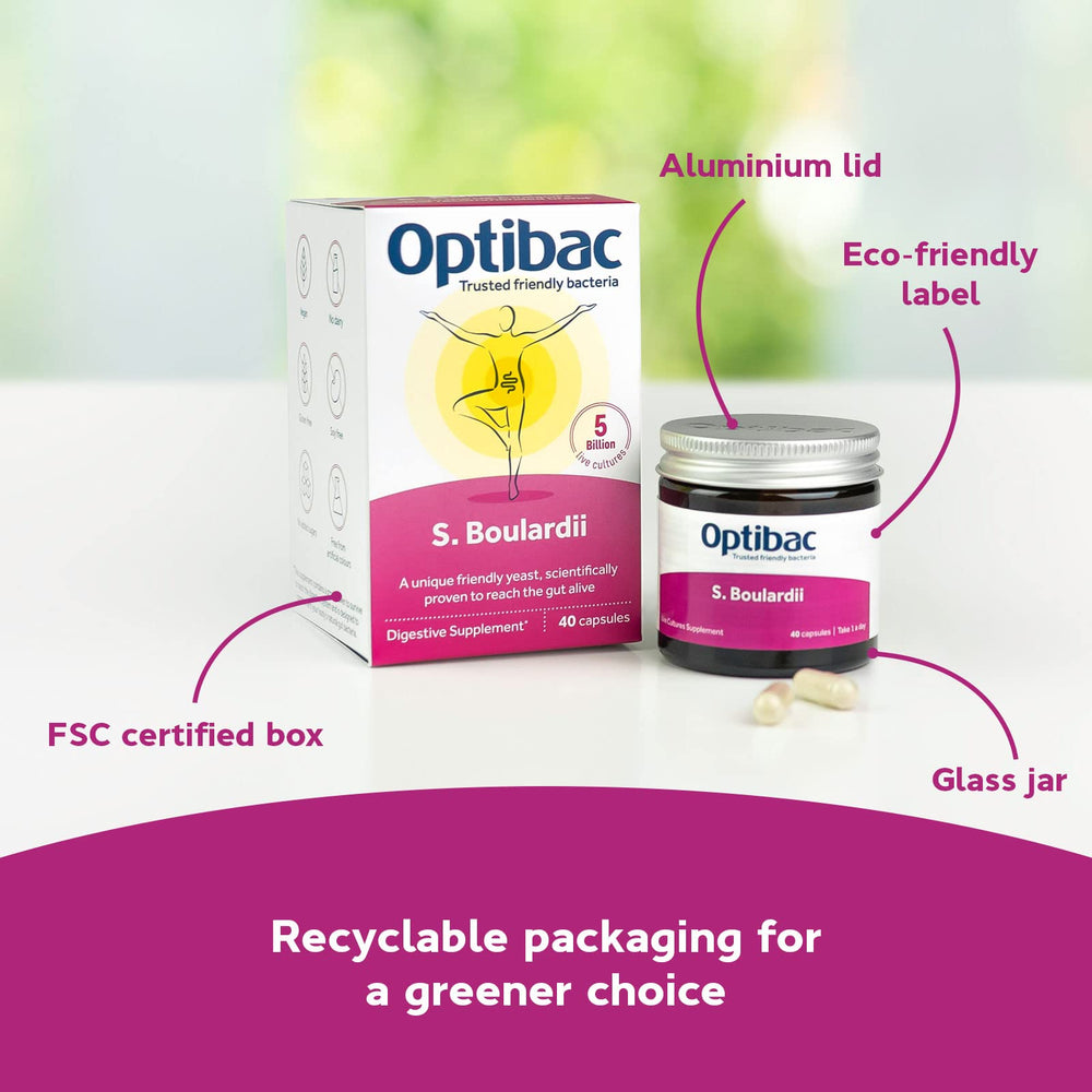 OptiBac Saccharomyces boulardii storage in a cool, dry place without refrigeration.