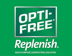 Opti-Free Replenish 4-pack display focuses on daily use convenience.