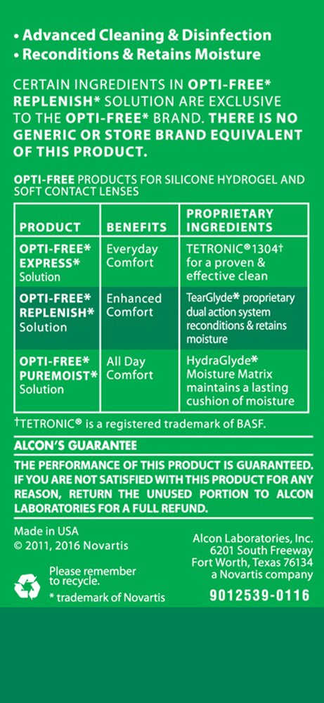 OPTI-FREE Replenish bottle pour view, smooth dispensing for thorough lens cleaning