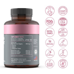 Optimal Carnivore beef organ capsules close-up highlighting female-oriented nourishment.