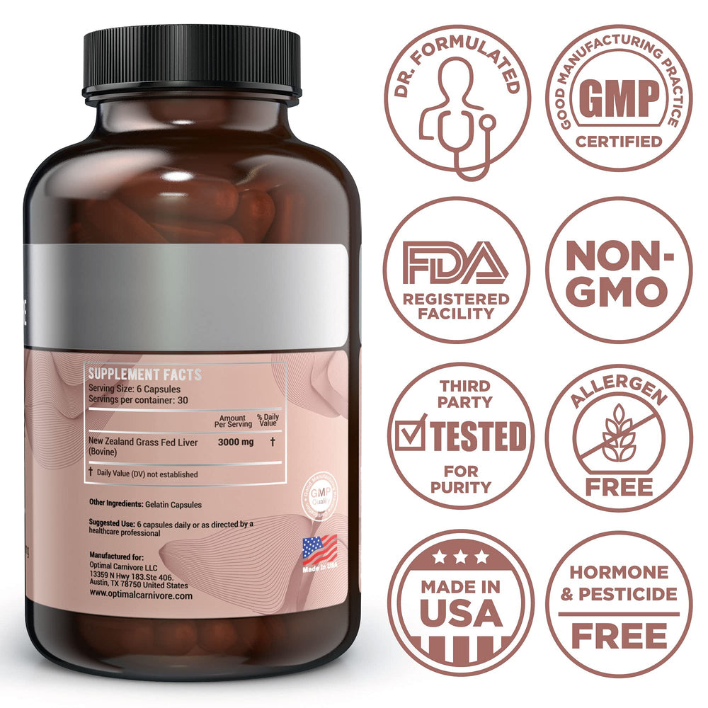 Optimal Carnivore liver capsules pour demonstrates convenient on-the-go intake.