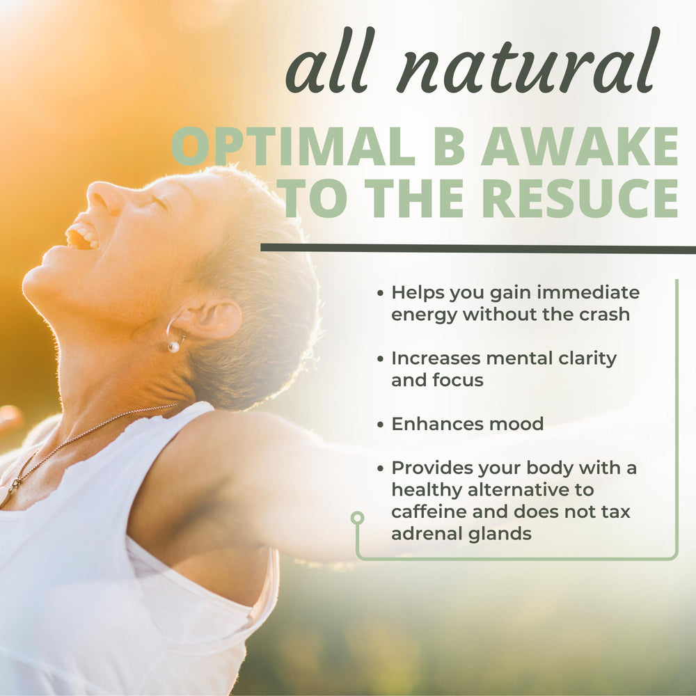 Packaging display of B Awake in store.