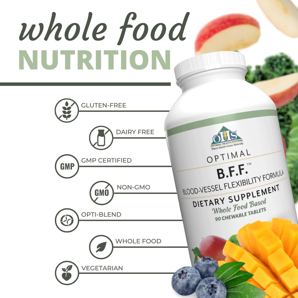 BFF Chewable ingredients blend visual emphasizing 50-ingredient complex.