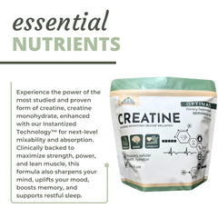 Optimal Health Systems Creatine glass with drink illustrates convenient hydration-friendly intake