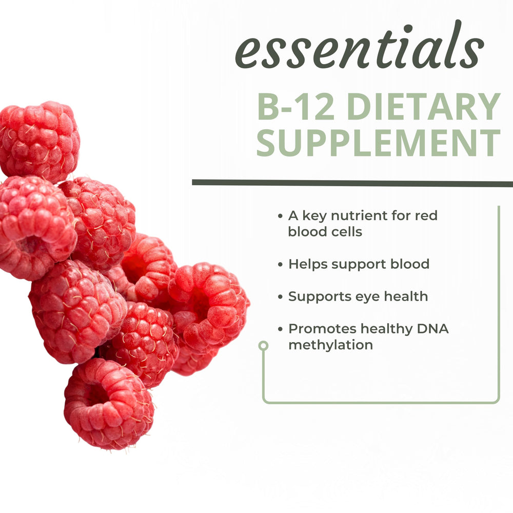 Optimal Health Systems Essential B-12 Drops packaging shows clean, GMP-certified formulation