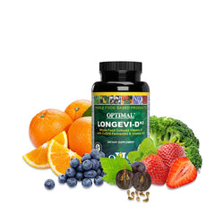 Optimal Health Systems LONGEVI-Dk2 bottle front for daily longevity support.