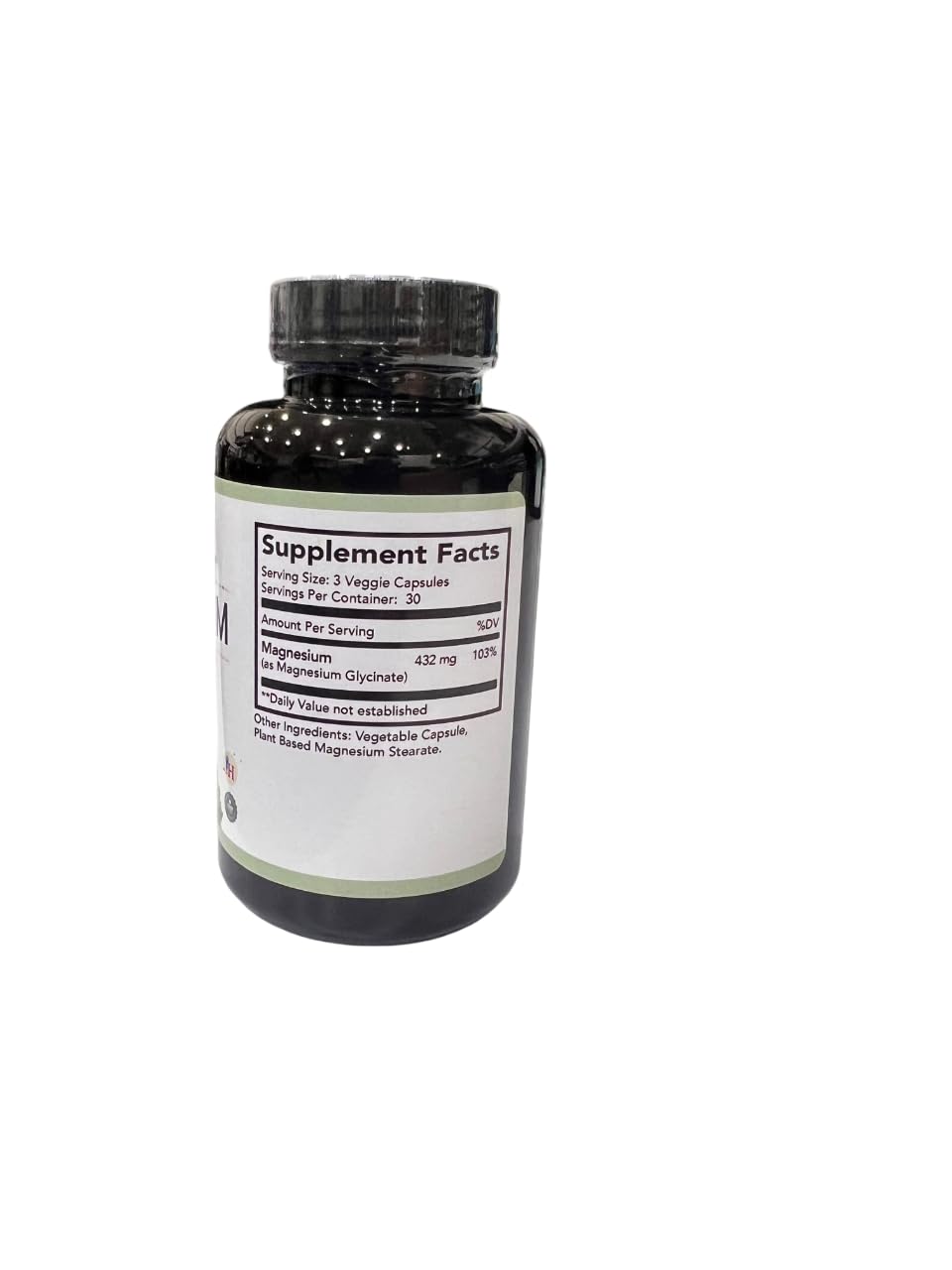 Optimal Health Systems Magnesium capsules closeup highlights 432 mg for muscle and nerve support.