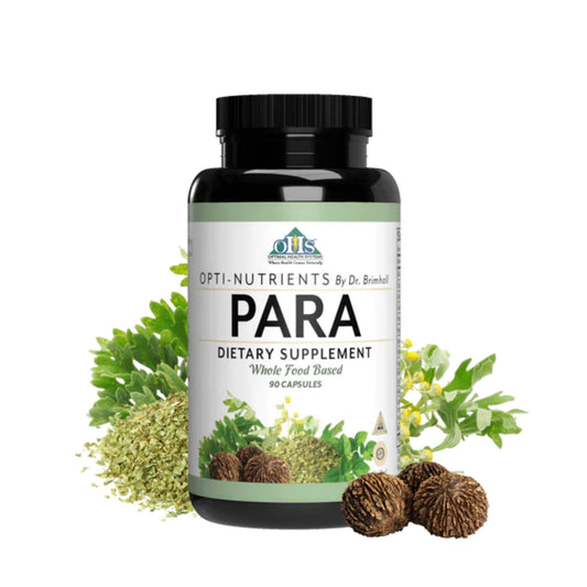 Opti-Para bottle being poured for daily digestive support by Optimal Health Systems