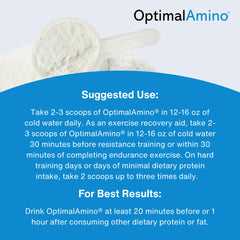 Post-workout recovery shake featuring OptimalAmino flavor and smooth texture.