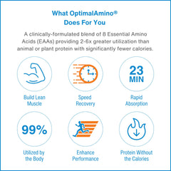OptimalAmino on-the-go stick packs for travel and gym sessions.