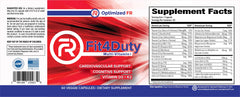 Optimized FR Fit4Duty label close-up highlights D3, K2, CoQ10.