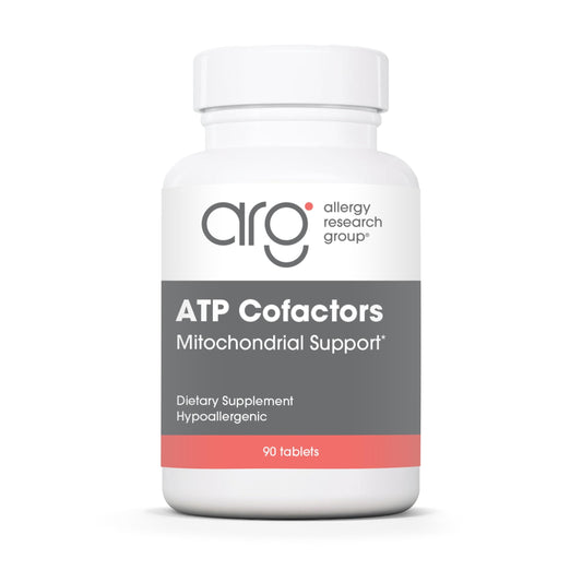 Optimox ATP Cofactors bottle label highlights high-potency B vitamin blend for energy support.