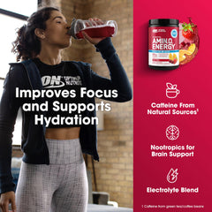 Optimum Nutrition Amino Energy being poured into a shaker for quick hydration.