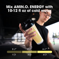 Optimum Nutrition Amino Energy pre-workout scene with athletes preparing for training.