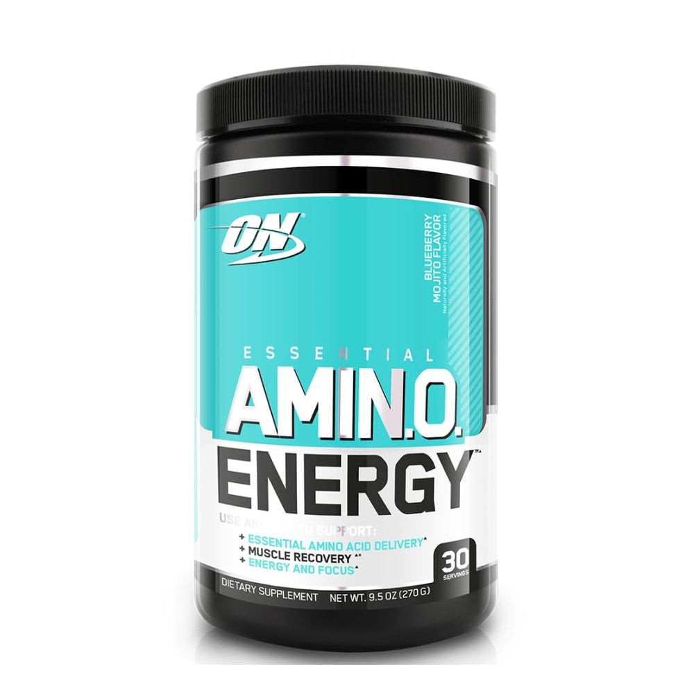 Glass of water with Essential Amino Energy dissolving, showcasing low calorie formula.