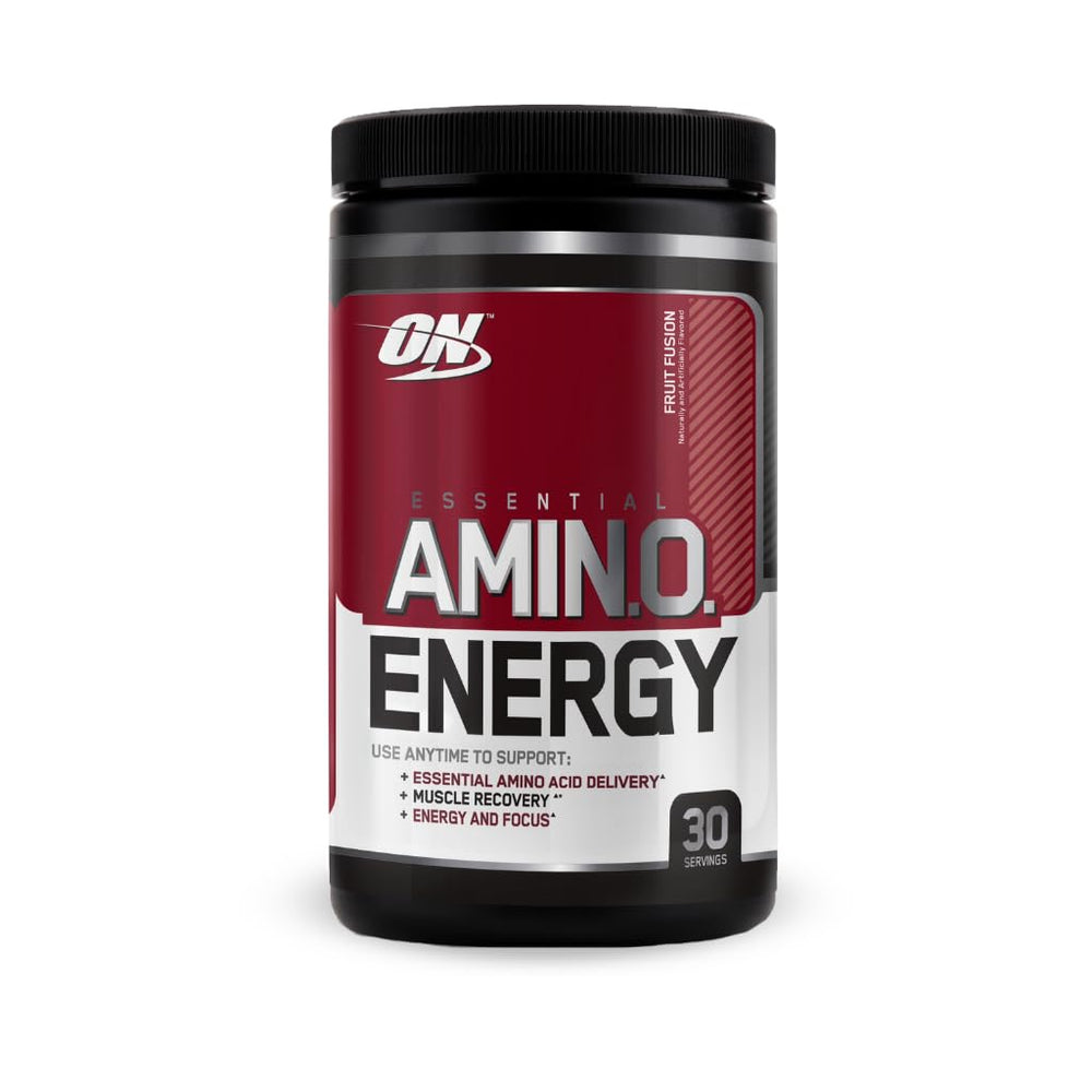 Optimum Nutrition Essential Amino Energy Fruit Fusion tub for a fruity, low-calorie workout boost.