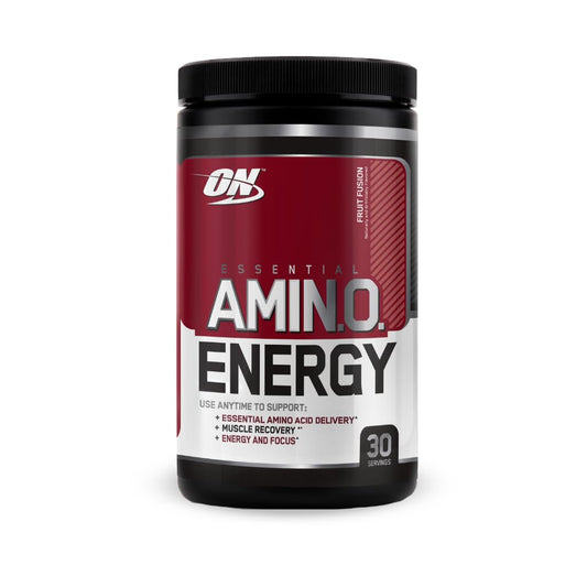 Optimum Nutrition Essential Amino Energy Fruit Fusion tub for a fruity, low-calorie workout boost.