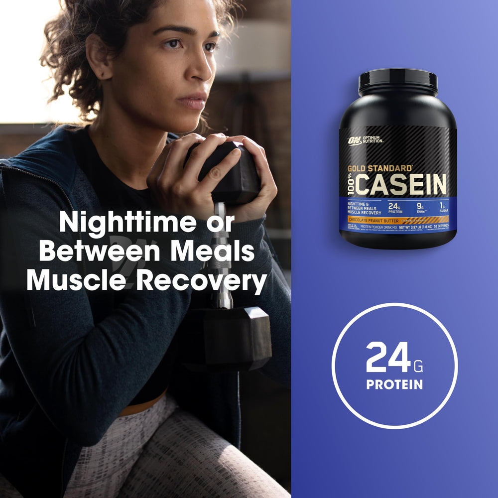 Optimum Nutrition Gold Standard Casein Nighttime Recovery Glass: supports overnight protein intake.