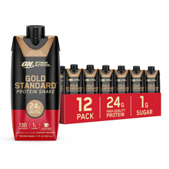 Optimum Nutrition Gold Standard Cafe Latte bottle shows ready-to-drink convenience for busy days.