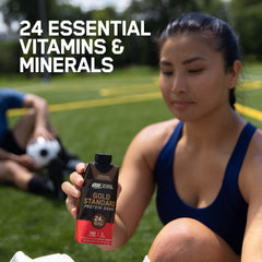 Bottle with workout gear alongside to emphasize post workout snack option.