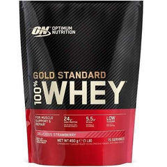 Optimum Nutrition Gold Standard whey scoop pouring into a shaker for a quick protein boost.
