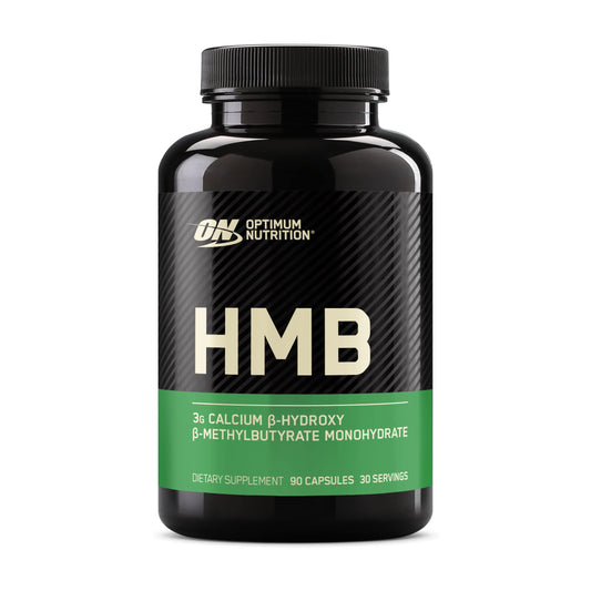 Optimum Nutrition HMB 1000 bottle front view, premium training support branding