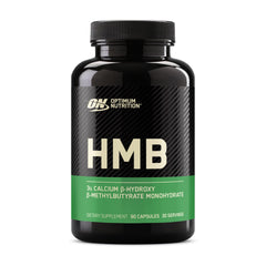 Optimum Nutrition HMB 1000 bottle front view, premium training support branding
