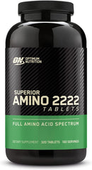 Optimum Nutrition Superior Amino 2222 tablets in bottle showing complete amino acids
