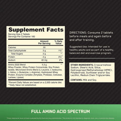 Close-up of Optimum Nutrition Superior Amino 2222 tablets for daily amino support