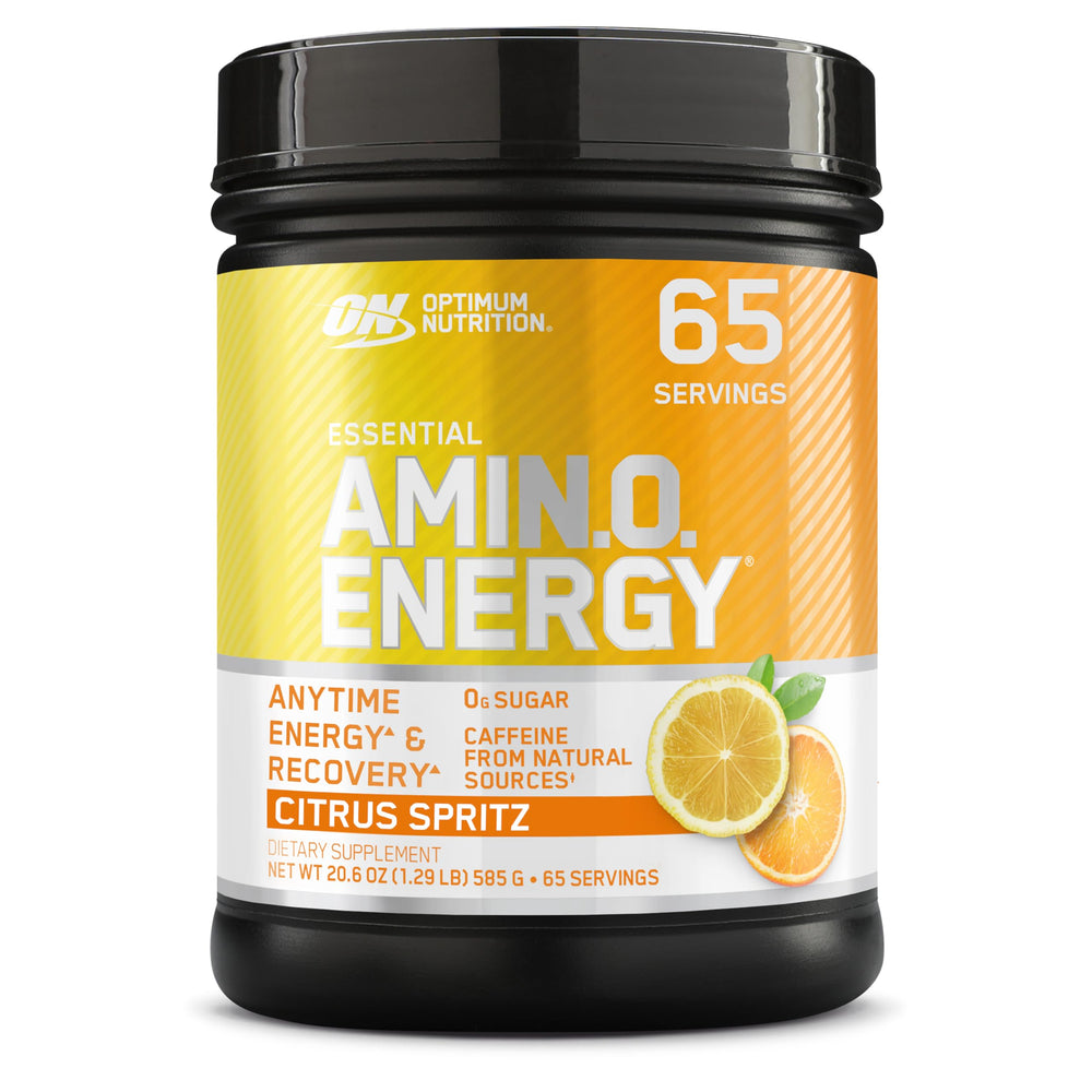 Optimum Nutrition Amino Energy Citrus Spritz bottle ready for pre-workout energy
