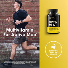 Optimum Nutrition Opti-Men tablets close-up with amino acids and vitamins.