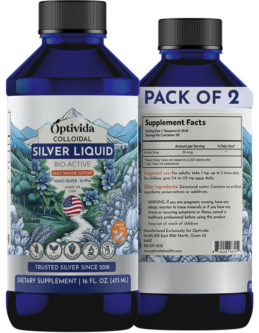 Optivida colloidal silver 10ppm bottle for family wellness use