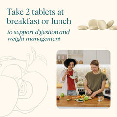 Ora Organic ACV pills apple-flavor tablets ready to take with meals.