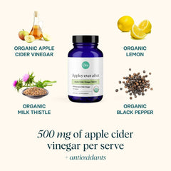 Ora Organic ACV pills capsules closeup with apple flavor for a tasty supplement option.