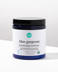 Ora Organic Aloe Gorgeous serving spoon depicts daily routine for smoother skin and stronger nails.