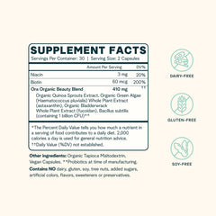 Ora Organic biotin-niacin-quinoa-sprouts close-up, plant-based B vitamins support natural energy.