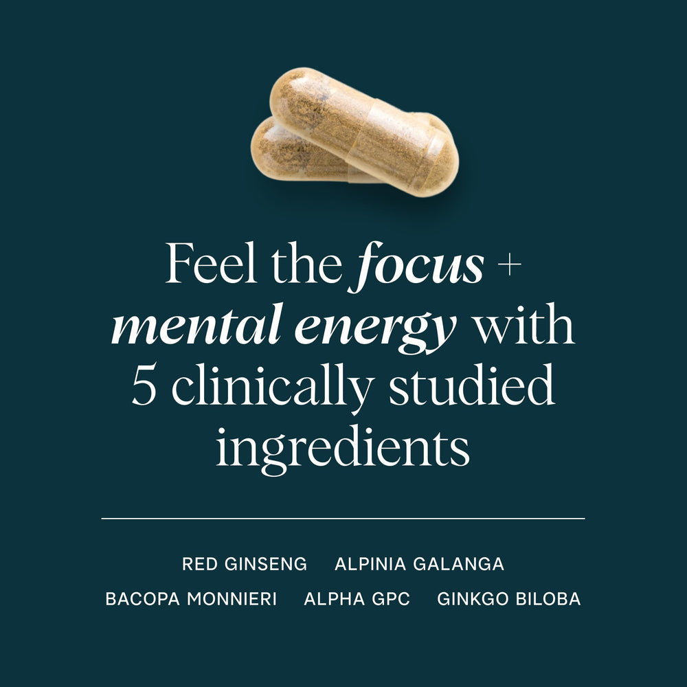 Close-up of Ora Organic brain energy capsules highlighting texture.