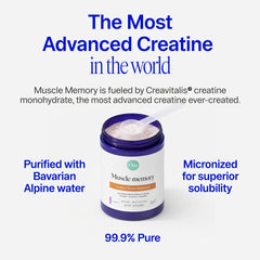 Scoop pouring into glass with Ora Organic creatine monohydrate.