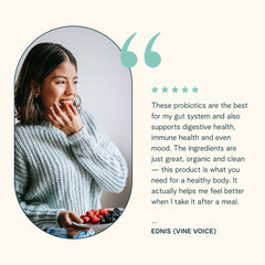 Ora Organic Probiotics box on desk suggests a simple daily routine.
