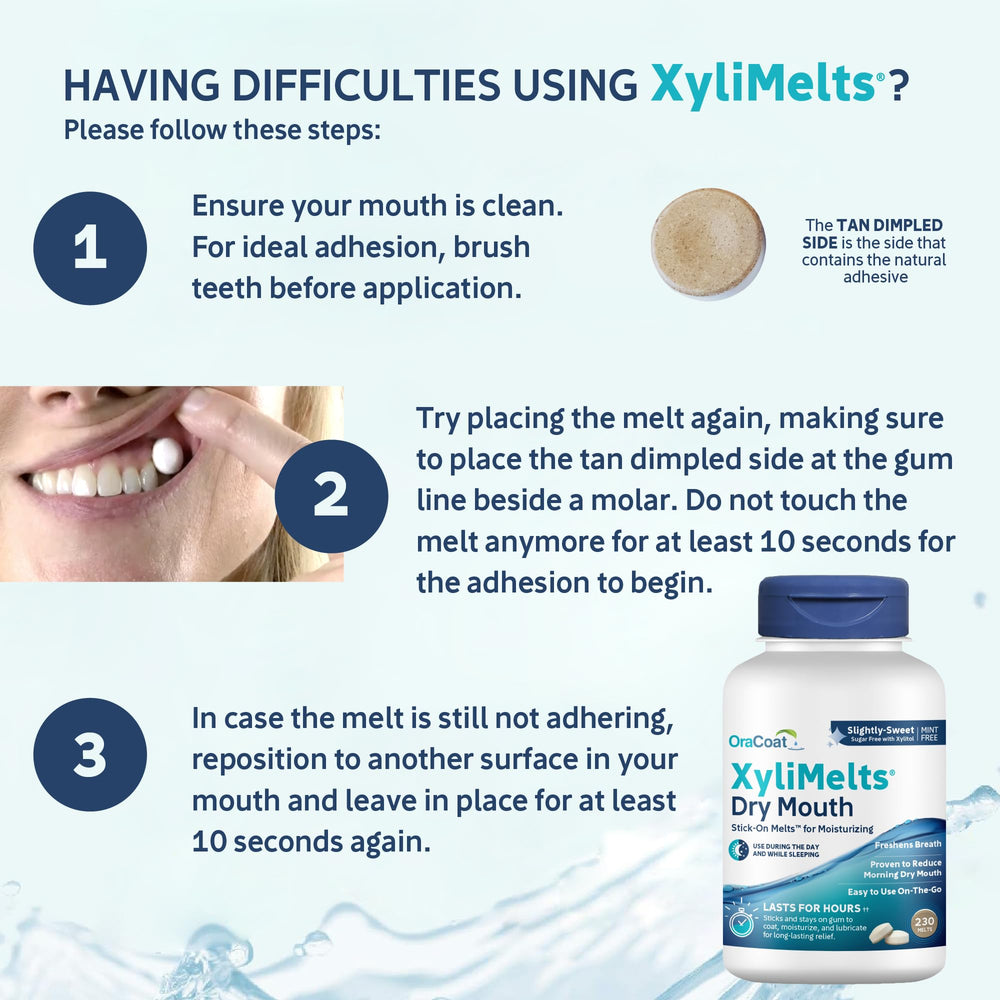 Oracoat XyliMelts contains 550 mg xylitol per disc for sugar-free saliva support.