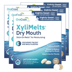 Oracoat XyliMelts pack of five for extended dry mouth relief on the go.
