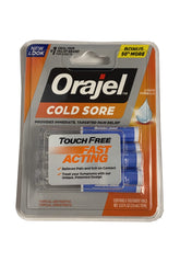 Orajel Touch-Free applicator cold sore bottle for mess-free application and symptom relief.
