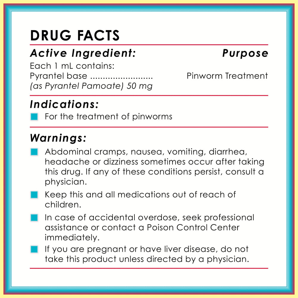 Close-up dosage chart helps caregivers follow recommended amounts.
